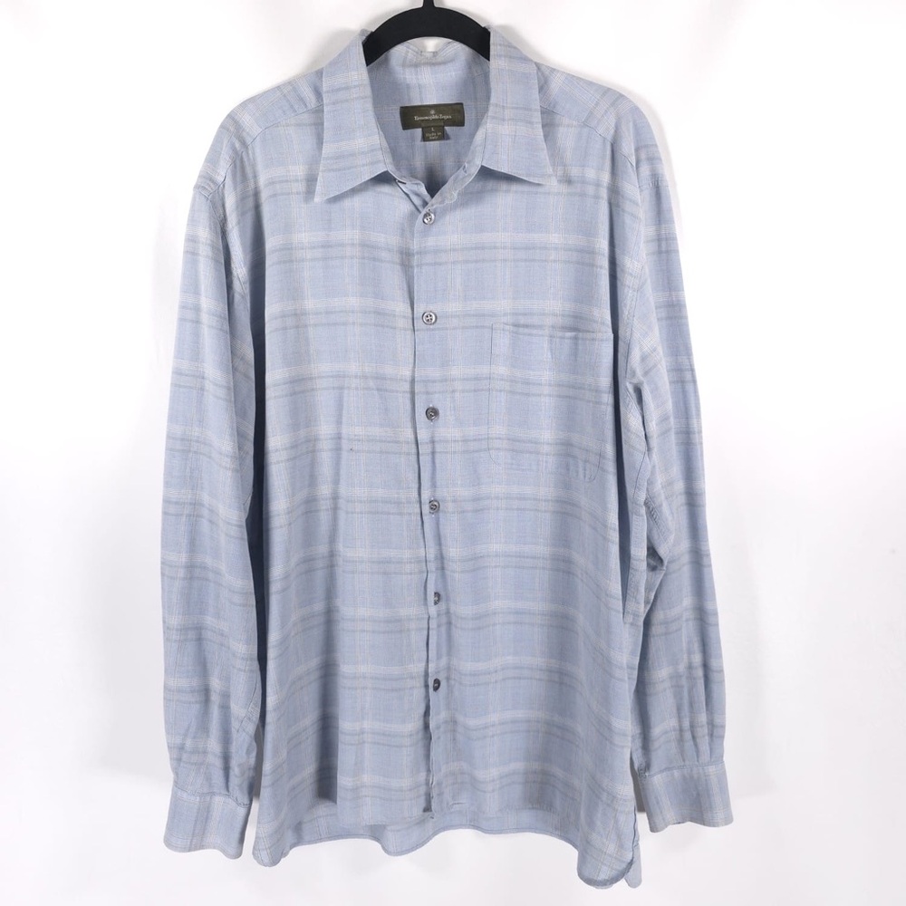 Ermenegildo Zegna‎ Men’s Shirt Plaid Soft MADE IN ITALY 🇮🇹 Size LARGE